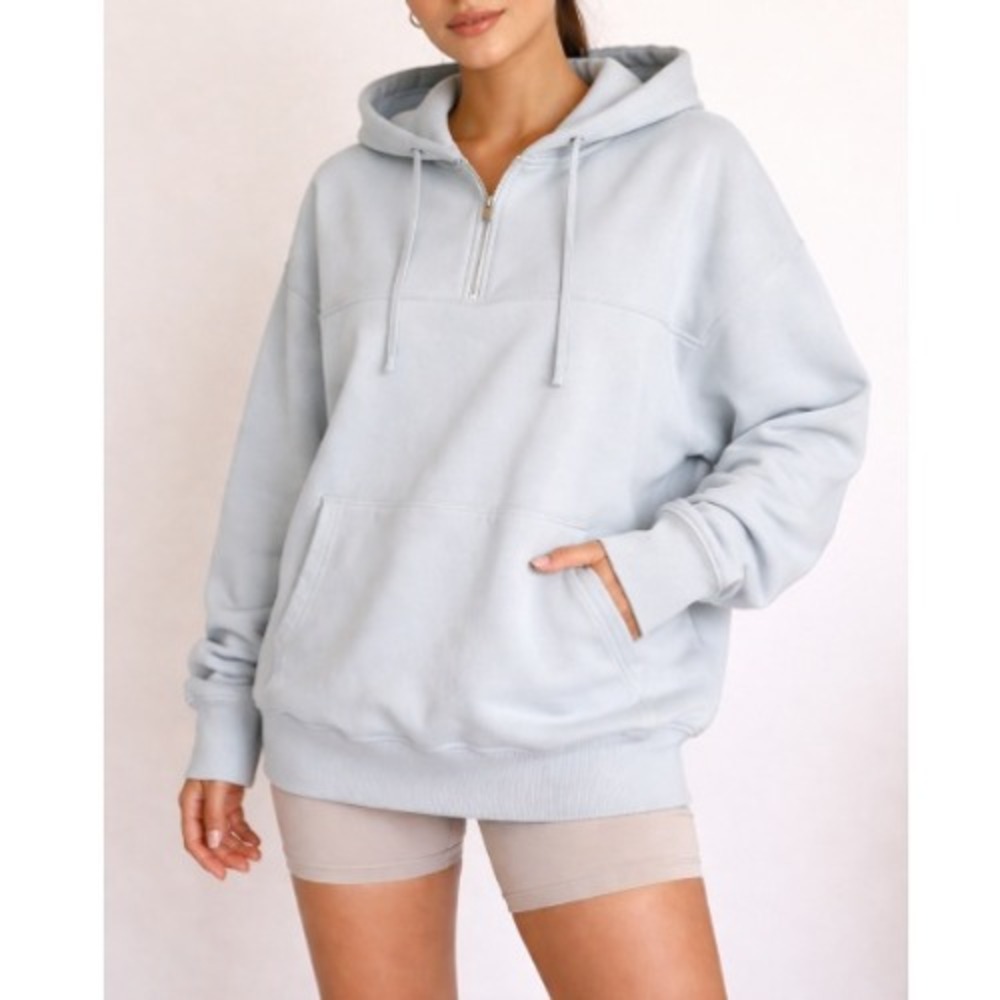Allwear Women's Mist Organic Half-Zip Pullover Hoodie‎ Size XL NWT